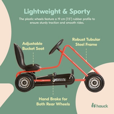 Orange Ergonomic Pedal Go Kart with Hand Brake