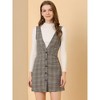 Allegra K Women's V Neck Gingham Check Pinafore Overalls Suspenders Plaid Print Dress - 3 of 4