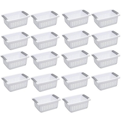 Sterilite Medium Sized White Stackable Storage and Organization Basket, 18 Pack