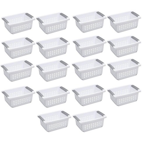 Sterilite Medium Size Plastic Stackable Storage Organizer Basket Bin For  Home Countertops, Kitchen Cabinets, Pantries, Home Offices, White (10 Pack)  : Target