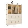 TiramisuBest Wardrobe Closet Organizer with 17 Magnetic Doors, 17 Cubes & 1 Hanging Rod, Includes 6 Hangers, Baby Clothes Storage Cabinet, White - 4 of 4