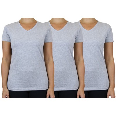 Blu Rock Women's Loose Fit  Short Sleeve V-Neck Cotton Stretch Tees-3 Pack