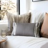 N Natori Embroidered Cotton Oblong Decorative Pillow, Gray - 2 of 4