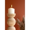 Hand-Carved Wood Candle Holders – Natural Finish 2x Set of 2 by Kalalou - 2 of 3