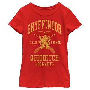 Girl's Harry Potter Gryffindor Quidditch Gold Team Seeker T-Shirt - 1 of 4
