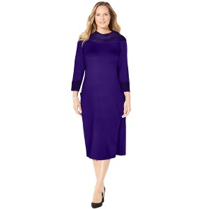 Catherines Women's Plus Size Cowl Neck Sweater Dress - 1 of 4