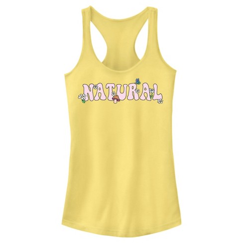 Juniors Womens Lost Gods Natural Flowers Racerback Tank Top Banana Small Target