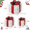 Lighted Gift Boxes Christmas Decoration, Set of 3 Light Up White Christmas Boxes, Xmas Present Boxes with Red Ribbons for Indoor Outdoor Home Decor - 4 of 4