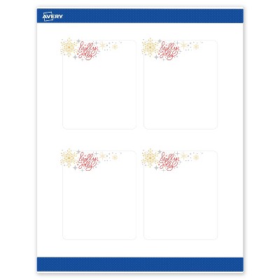 Avery Labels, 4" x 3-1/3", Silver-Holly Sparkles, Matte, 40ct