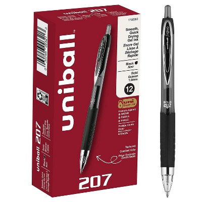 uni-ball uniball 207 Retractable Gel Pens Bold Point 1.0mm Black Ink 12/Pack (1790895)