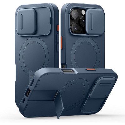SURITCH for iPhone 16 Pro Case with Slide Camera Cover and Adjustable Kickstand, Compatible with MagSafe, Shockproof Bumper Case