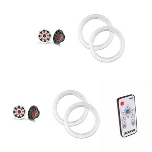 Kicker ( 2 Pair ) 45KM654L LED 6.5 Marine Coax with Charcoal and White Grills with a Pair of 50KLSR65 6.5 Led Speaker Ring & LED Remote Bundle - 1 of 4