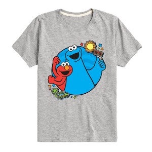 Boys' - Sesame Street - Cookie Monster And Elmo Travel Short Sleeve Graphic T-Shirt - 1 of 4