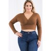 Slickblue Plus Size Ribbed Wrap Front Long Sleeve Top, Stretch Fit, Casual Style, Multiple Color Options, Size 1XL-3XL - 2 of 4