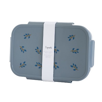 Blueberry Blue Recycled Plastic Bento Box with Floral Print