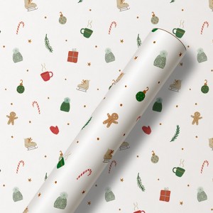 96"x30" Christmas Wrapping Paper Tiny Christmas Icons - 1 of 4