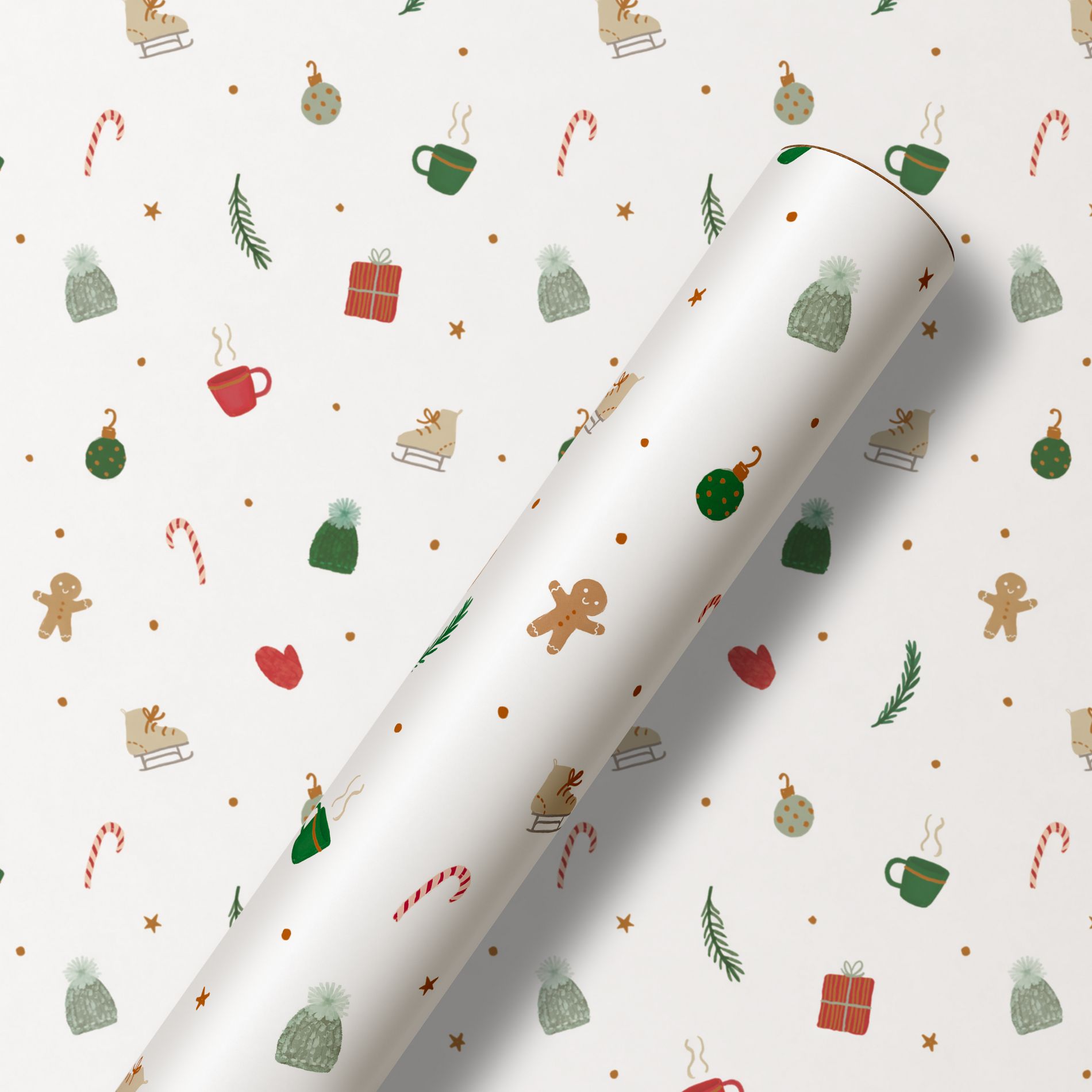 96"x30" Christmas Wrapping Paper Tiny Christmas Icons