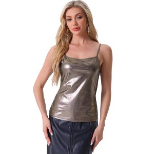 INSPIRE CHIC Women's Metallic Sleeveless Regular Fit Party Holographic Camisoles - 1 of 4