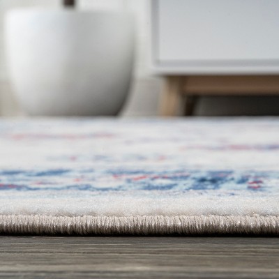 Elegant Ivory, Blue, and Red Vintage Persian-Style Runner Rug