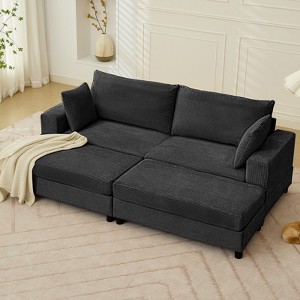 Mjkone Modern Extra-Large Corduroy Upholstered Modular Sectional Sofa Set,Deep Seat Sleeper Chair Indoor with Ottoman - 1 of 4