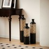 AENKYO Set of 3 Metal Tall Floor Vases, Gold Geometric Cylinder Vases with Vine Patterns -  for Living Room & Home Decor - 25"/29"/34" Height - 4 of 4