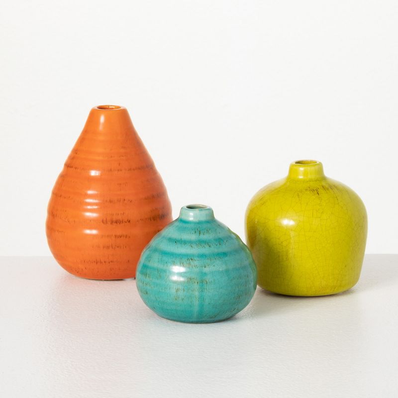 Sullivans Set 3 Small Ceramic Vases 3"H, 4"H & 5"H, 1 of 14