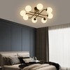 PAKOKULA Modern 27.2 in. 8-LIght Black Sputnik Semi-Flush Mount Ceiling Light Fixture with Globe Frosted Glass Shade - 3 of 4