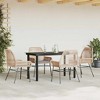 vidaXL Patio Dining Set with Cushions Garden Table and Chairs Poly Rattan Glass - 55.1" x 27.6" x 29.1" Brown 4 Piece - 3 of 4