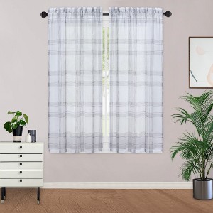Buffalo Plaid Gingham Pattern Yarn-Dyed Short Curtains - 1 of 4