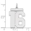 Black Bow Jewelry Sterling Silver, Athletic Collection, Large Polished Number 16 Pendant - 2 of 3