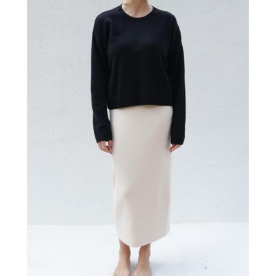Women's Merino Blend Amara Boxy Crewneck in Black Magic by Tomorrow Studio