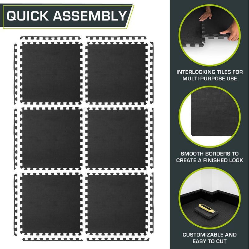ProsourceFit Exercise Puzzle Mat, 24"x24" Tiles, 5 of 7