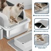 LunaLulinlk Stainless steel cat litter box with lid, suitable for large cats, with litter mat and litter scoop - 4 of 4