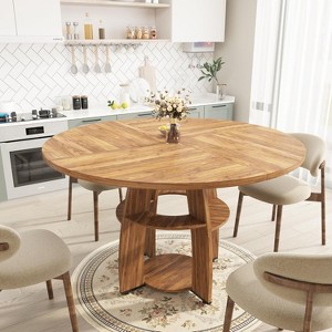 47 Inch Round Dining Table for 4 to 6, Modern Farmhouse Kitchen Table ...