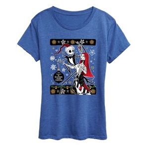 Women's - Disney - Jack And Sally Ornaments Short Sleeve Graphic T-Shirt - 1 of 4