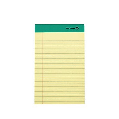 MyOfficeInnovations 100% Recycled Narrow Ruled Perforated Notepads Canary 5" x 8" 12/PK 815590