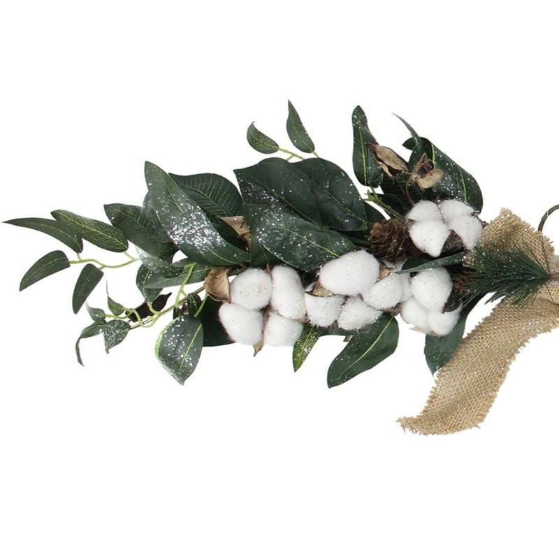 Northlight 25" White Cotton and Pine Cone Christmas Foliage Swag - Unlit, 3 of 4