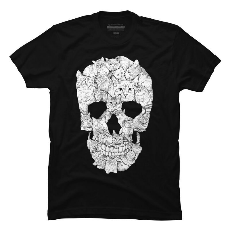 Men's Design By Humans Sketchy Cat Skull By Dinny T-Shirt, 1 of 5