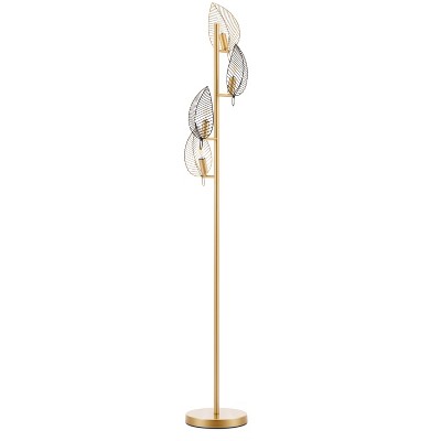 Vynxaria Floor Lamps, 67.3 Inches, Tree - Shaped Design with Leaf - Shaped Shadows, Gray Body, for Bedroom & Living Room