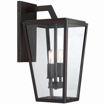 Milton Bronze 2-Light Outdoor Wall Lantern with Clear Glass