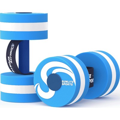 Sunlite Sports Water Weights Pool Exercise Dumbbells with Handle Strip- Large, Blue/White/Blue