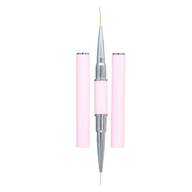 Unique Bargains Double Ended Nail Art Brush Gel Polish Striping Nail Art Design Pen Painting Tools for Home DIY Manicure Pink, 1 of 7