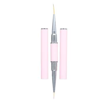Unique Bargains Double Ended Nail Art Brush Gel Polish Striping Nail Art Design Pen Painting Tools for Home DIY Manicure Pink