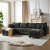 VYNXARIA 113.5 inch Modular Sectiona Corduroy Sofa,U Shaped Sectional Couch with Storage Ottoman,6 Seats Convertible Sectionals with Chaise,Black - 3 of 4
