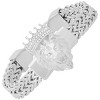 Steeltime Men's stainless steel double row wheat chain links and simulated diamonds lion head bracelet - 2 of 4