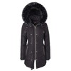 Sportoli Women Longer Length Plush Lined Quilted Winter Puffer Coat Zip-Off Faux Fur Trim Hood - 2 of 4
