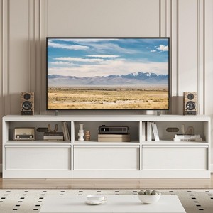 Mid Century Modern TV Stand for 65/70/75 Inch TVs, 70" Entertainment Center with 3 Drawers & Open Shelves, Industrial MDF Media Console - 1 of 4