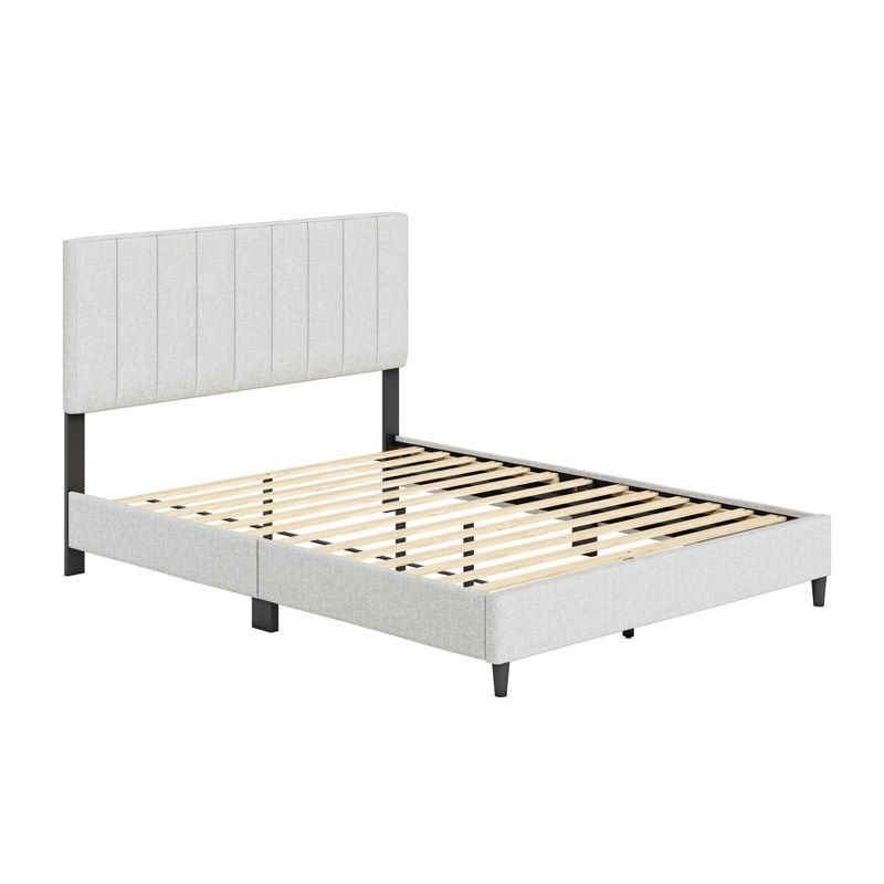 Malik Mid-Century Vertical Channel Linen Upholstered Platform Bed - Eco Dream, 1 of 10
