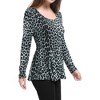 INSPIRE CHIC Women's Long Sleeves Padded Shoulder Scoop Neck Printed Peplum Shirt - 4 of 4