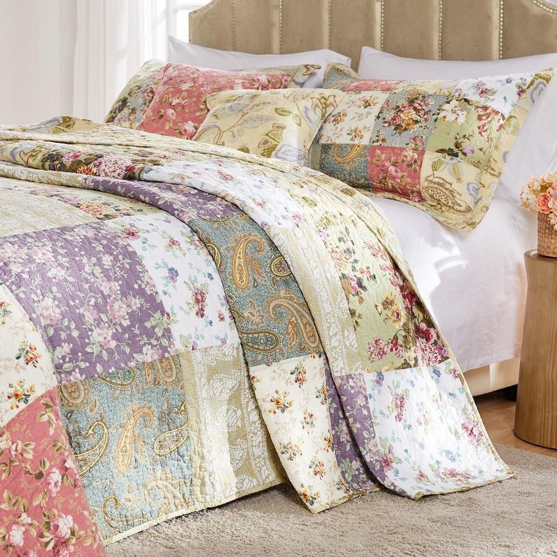 Blooming Prairie Bedspread Set 3-Piece Multicolor by Greenland Home Fashion, 2 of 5